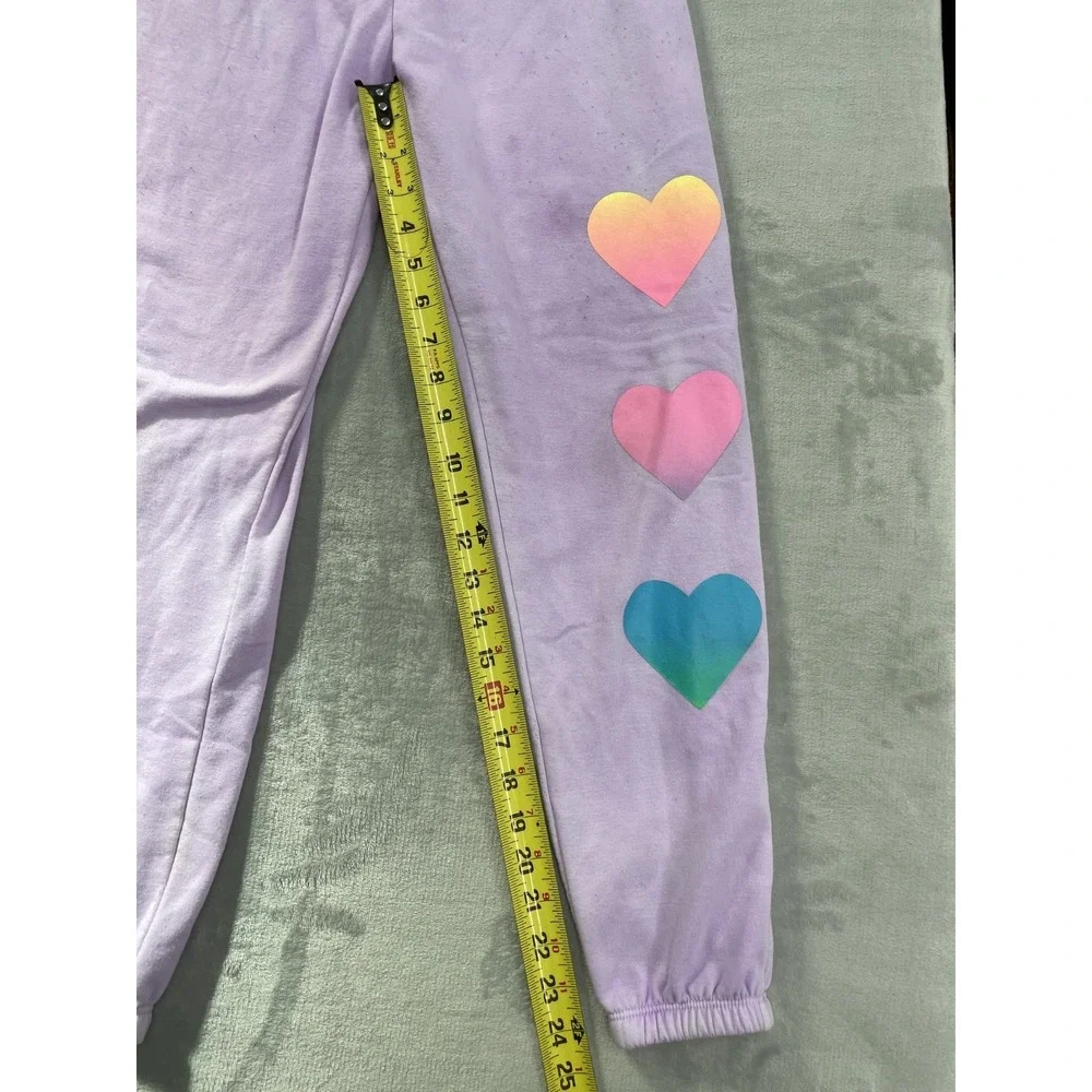 Firehouse Sweatshirt Pants Set Girls Size L Purple Rainbow Heart Made in USA